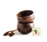 THENGA Coconut Bowl /Shell + Spoon, Eco Friendly & Toxin Free for Smoothie, Cereal or Salad (500 ML, Pack of 2)